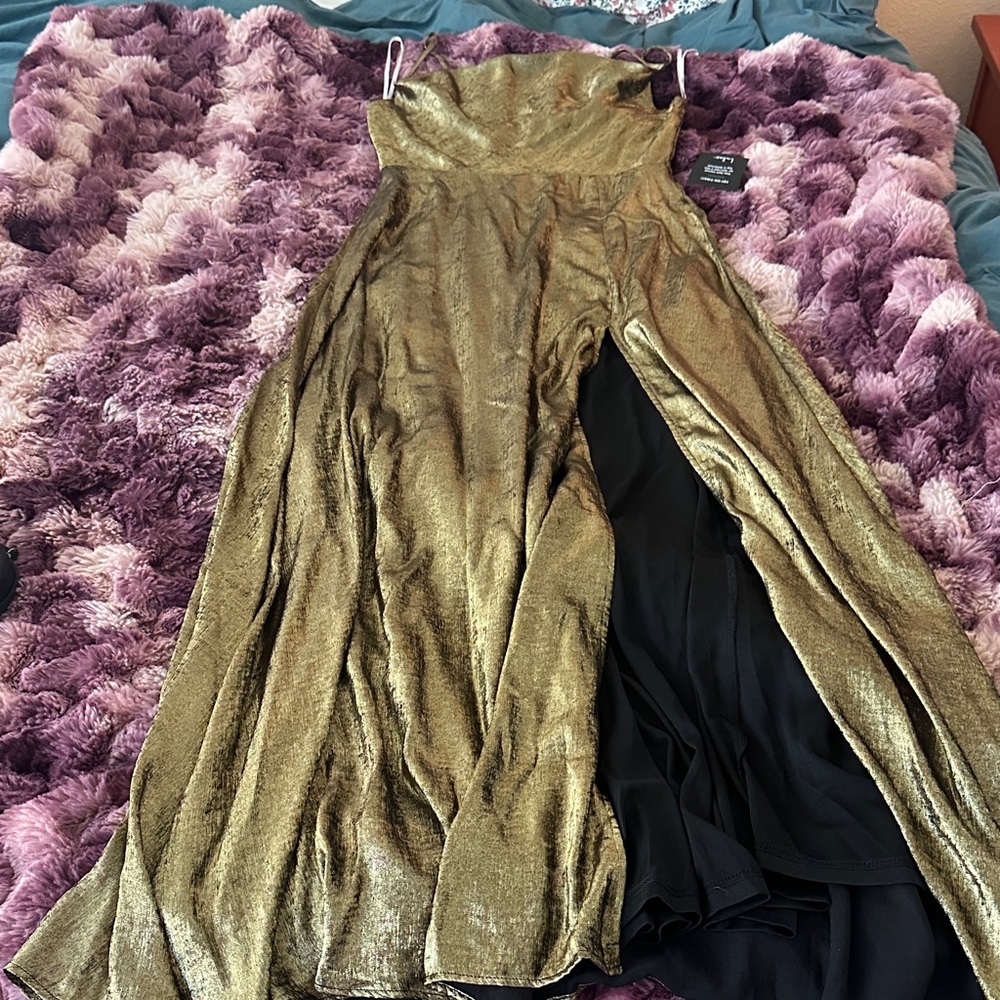 Gold Metallic Gown with Black Lining